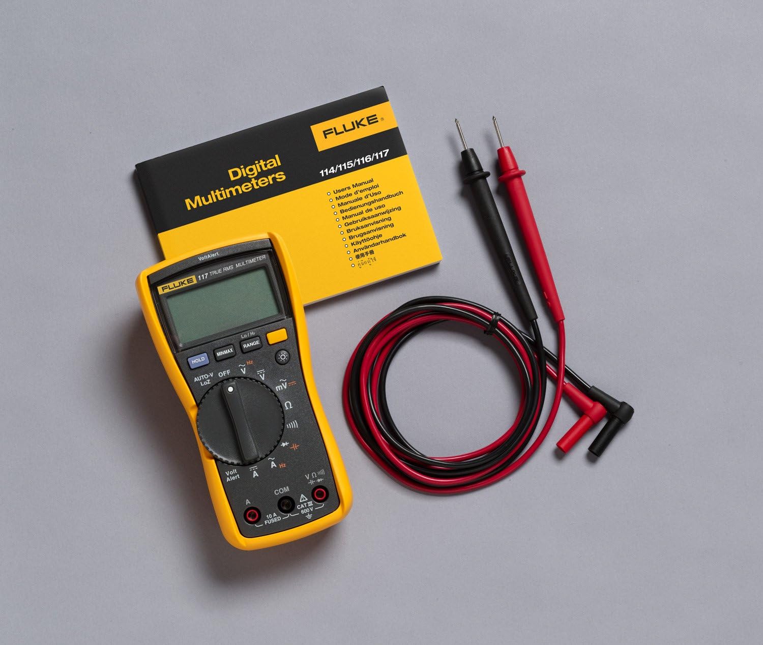 Fluke 117 Digital Multimeter, Non-Contact AC Voltage Detection, Measures Resistance/Continuity/Frequency/Capacitance/Min Max Average, Automatic AC/DC Selection, Low Impedance Mode